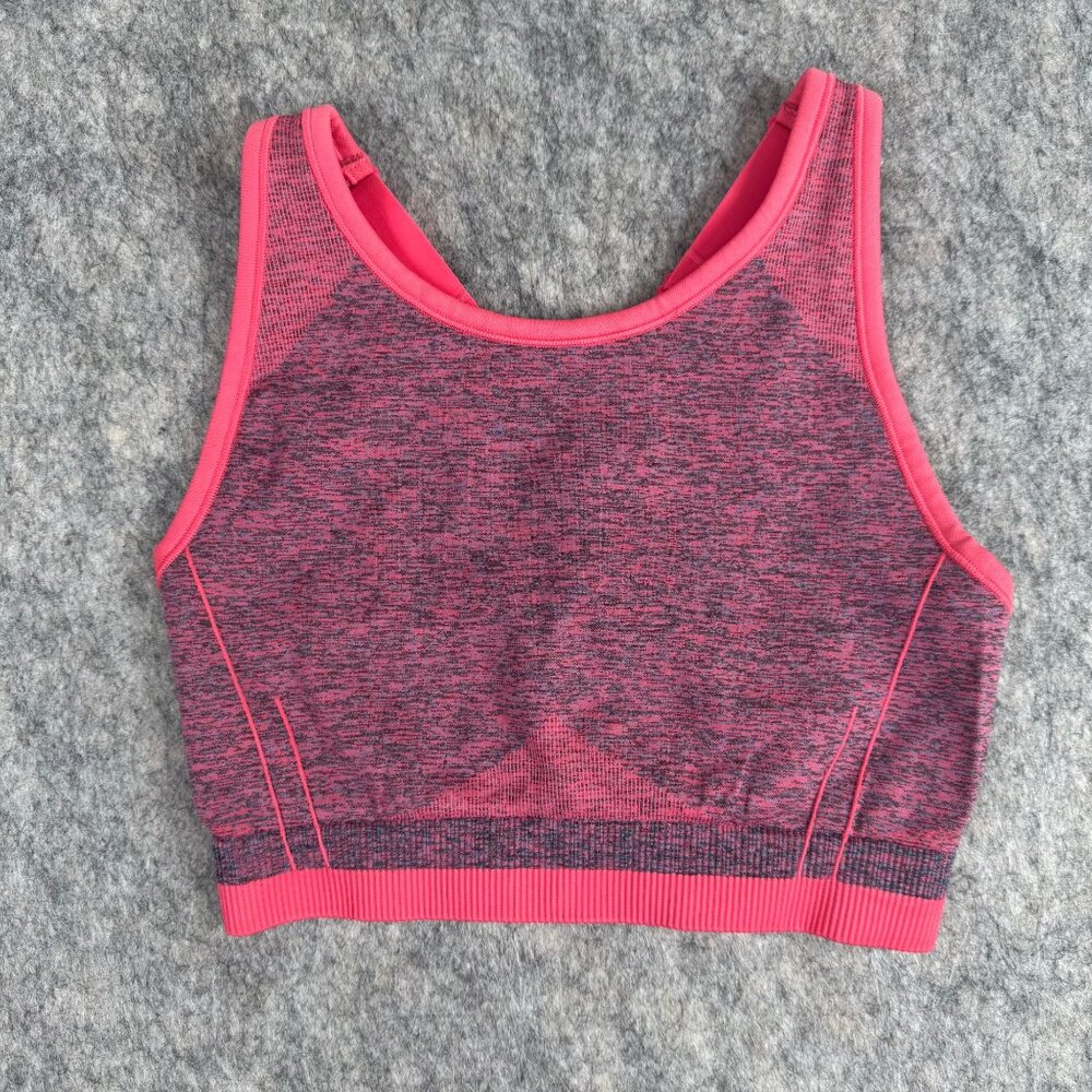 Spanx Pink Sports Bra Size M Space Dye Crossback Seamless